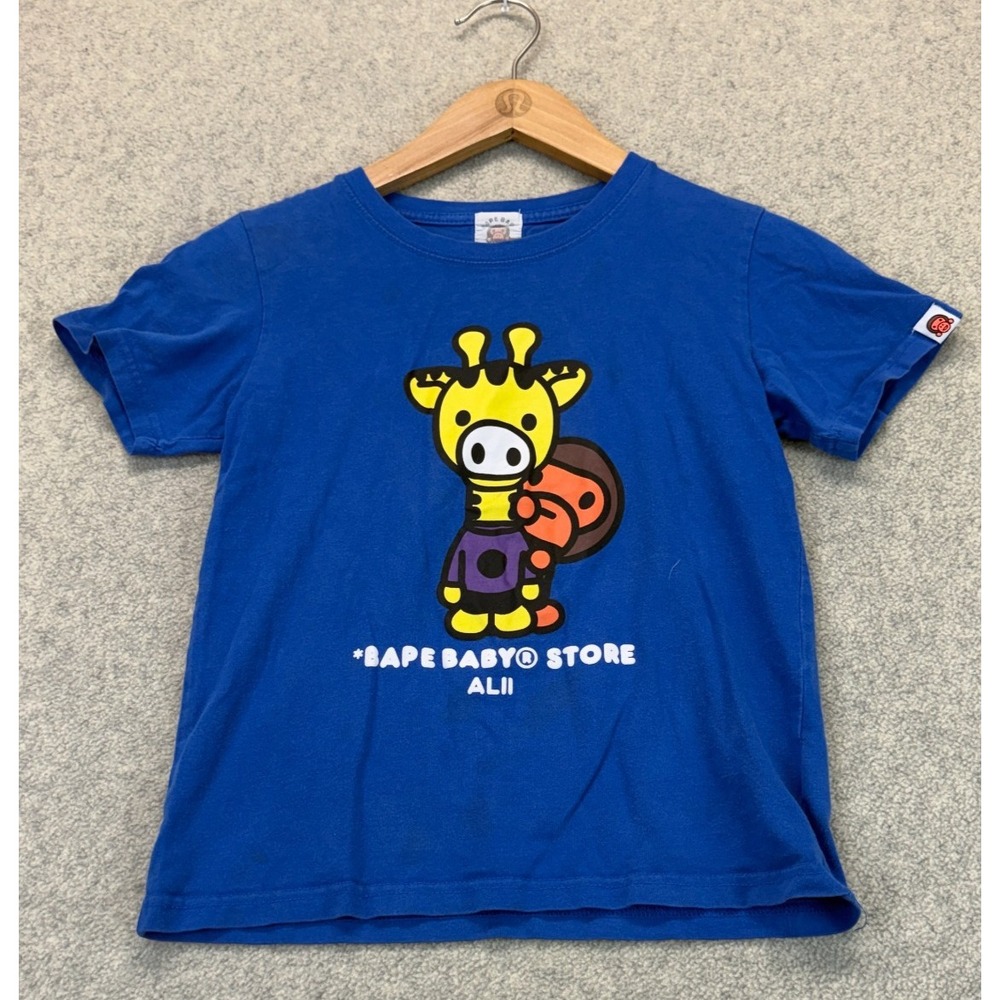 A Bathing Ape Baby Milo Store Kids Graphic T-Shirt Giraffe Blue Short Sleeve 10